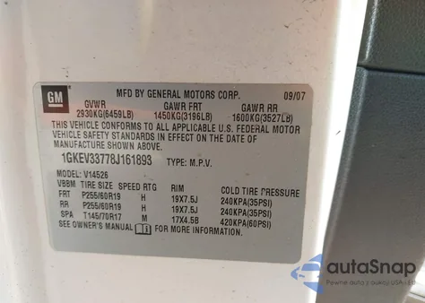 2008 GMC Acadia Slt-2 z USA, uszkodzony, nr VIN 1GKEV33778J161893